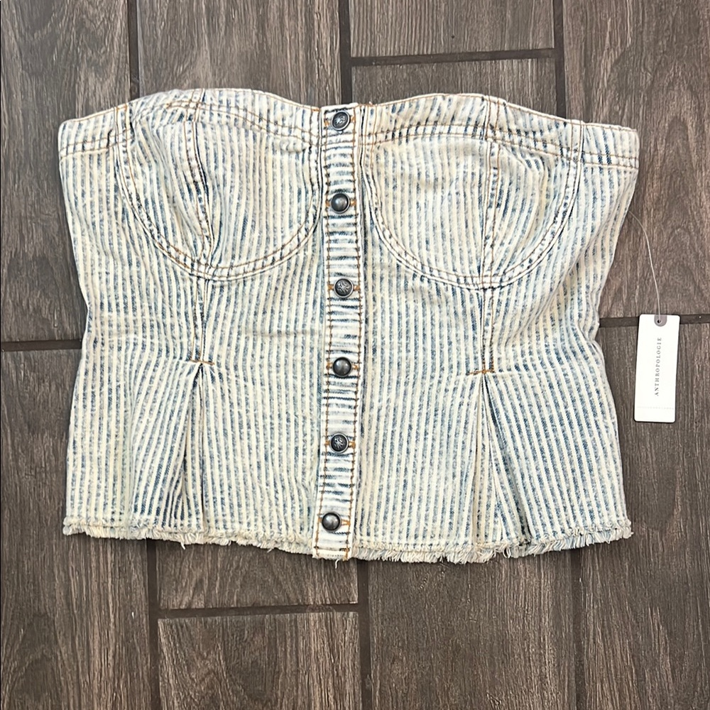 Pilcro Navy and Cream Patterned Top
